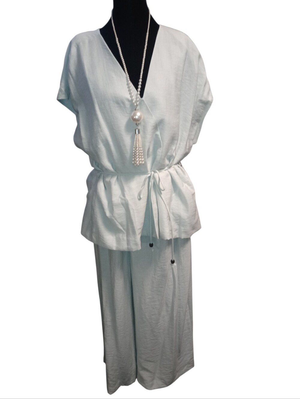 Simply Vera Vera Wang Lightweight Baby Blue Two-Piece Set with Tie Waist, NWT